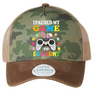 I Paused My Game To Egg Hunt Easter Funny Gamer Legacy Tie Dye Trucker Hat