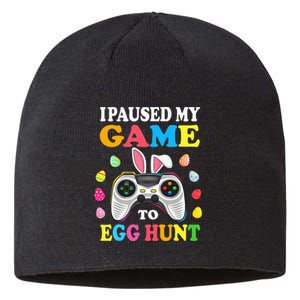 I Paused My Game To Egg Hunt Easter Funny Gamer Sustainable Beanie