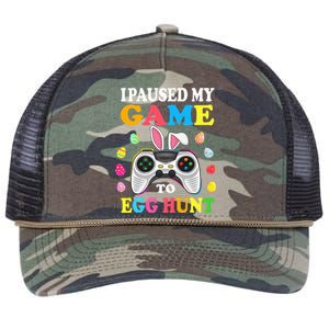 I Paused My Game To Egg Hunt Easter Funny Gamer Retro Rope Trucker Hat Cap