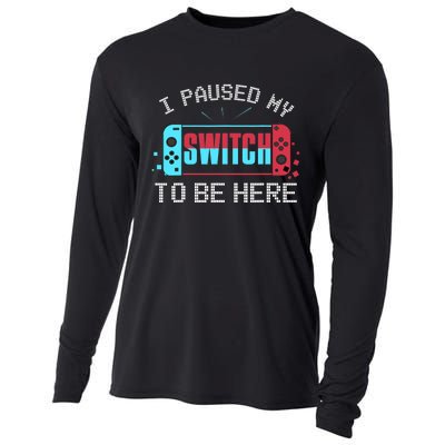 I Paused My Switch To Be Here Switch Gamer Gift Cooling Performance Long Sleeve Crew