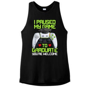 I Paused My Game To Graduate Funny Graduation Graduate Gamer Ladies PosiCharge Tri-Blend Wicking Tank