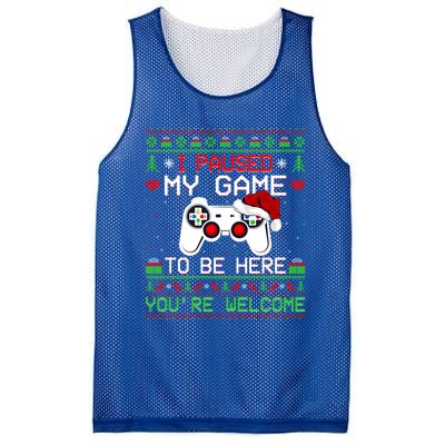 I Paused My Game To Be Here YouRe Welcome Ugly Video Gamer Cute Gift Mesh Reversible Basketball Jersey Tank