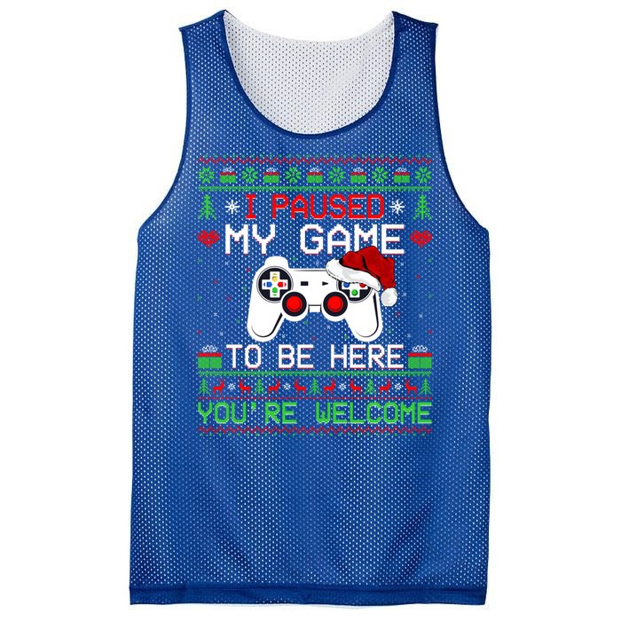 I Paused My Game To Be Here YouRe Welcome Ugly Video Gamer Cute Gift Mesh Reversible Basketball Jersey Tank