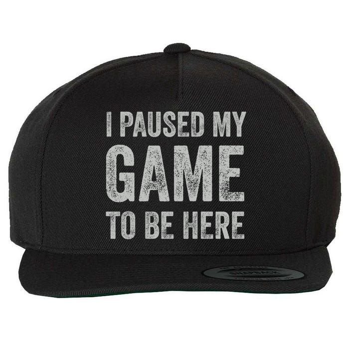 I Paused My Game To Be Here Vintage Pullover Hoodie Wool Snapback Cap