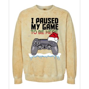 I Paused My Game To Be Here Christmas Gamer Colorblast Crewneck Sweatshirt