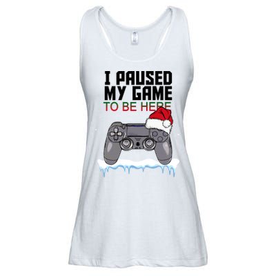 I Paused My Game To Be Here Christmas Gamer Ladies Essential Flowy Tank