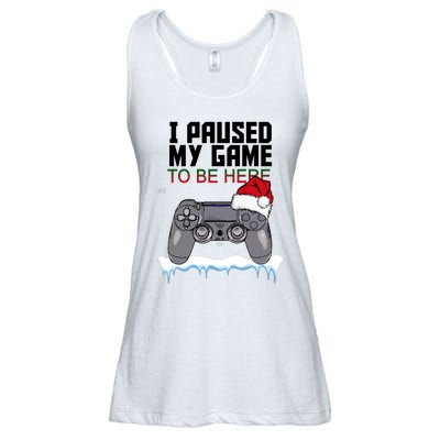 I Paused My Game To Be Here Christmas Gamer Ladies Essential Flowy Tank