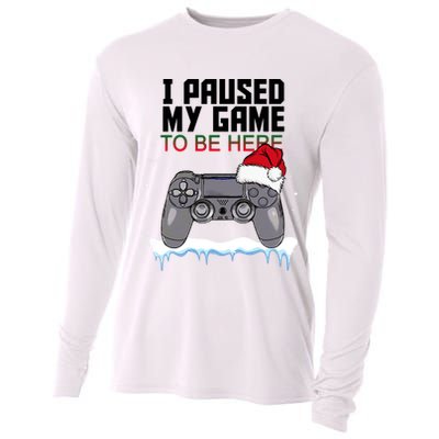 I Paused My Game To Be Here Christmas Gamer Cooling Performance Long Sleeve Crew