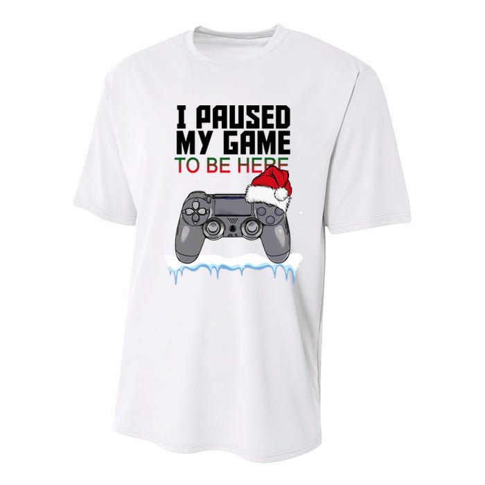 I Paused My Game To Be Here Christmas Gamer Youth Performance Sprint T-Shirt