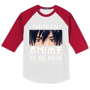 I Paused My Anime To Be Here Japan Kawaii Manga Anime Gifts Kids Colorblock Raglan Jersey