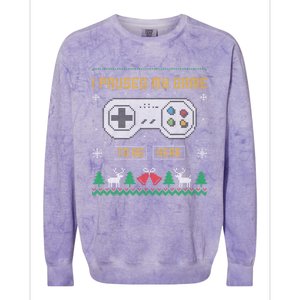 I Paused My Game To Be Here Gaming Ugly Christmas Gift Colorblast Crewneck Sweatshirt