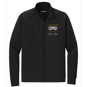 I Paused My Game To Be Here Gaming Ugly Christmas Gift Stretch Full-Zip Cadet Jacket