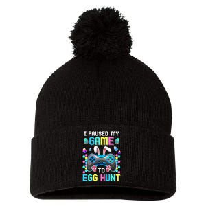 I Paused My Game To Egg Hunt Easter Funny Gamer Pom Pom 12in Knit Beanie