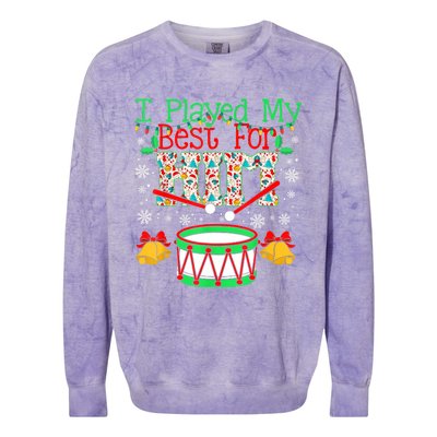 I Played My Best For Him Lil Drummer Boy Christmas Ugly Colorblast Crewneck Sweatshirt