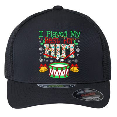 I Played My Best For Him Lil Drummer Boy Christmas Ugly Flexfit Unipanel Trucker Cap