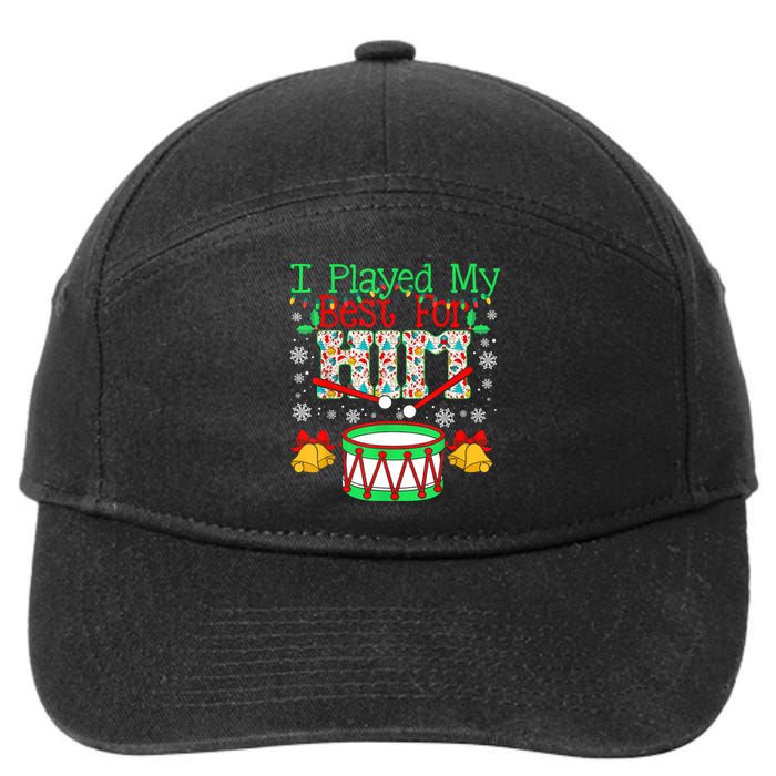 I Played My Best For Him Lil Drummer Boy Christmas Ugly 7-Panel Snapback Hat