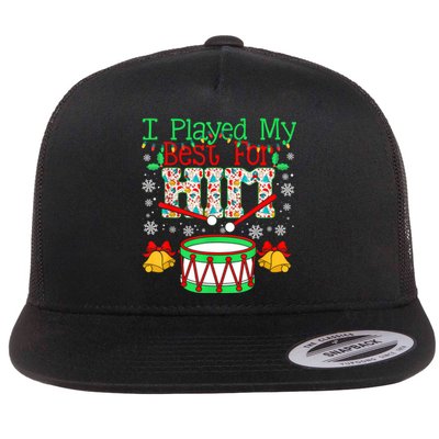 I Played My Best For Him Lil Drummer Boy Christmas Ugly Flat Bill Trucker Hat