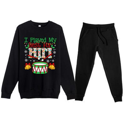 I Played My Best For Him Lil Drummer Boy Christmas Ugly Premium Crewneck Sweatsuit Set