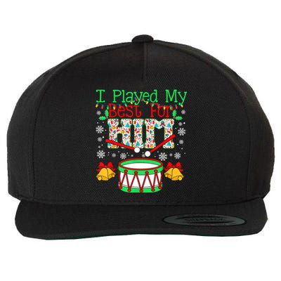 I Played My Best For Him Lil Drummer Boy Christmas Ugly Wool Snapback Cap