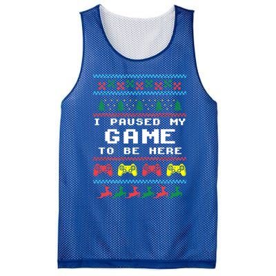 I Paused My Game To Be Here Ugly Christmas Gamer Xmas Gift Cool Gift Mesh Reversible Basketball Jersey Tank