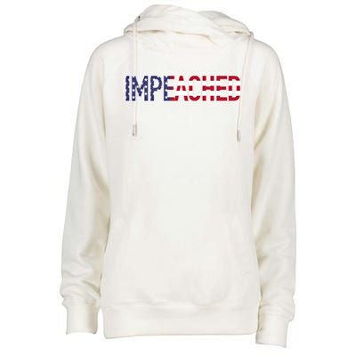 Impeached Patriotic Merica Flag Against Donald Trump Usa Funny Gift Womens Funnel Neck Pullover Hood