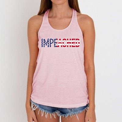 Impeached Patriotic Merica Flag Against Donald Trump Usa Funny Gift Women's Knotted Racerback Tank