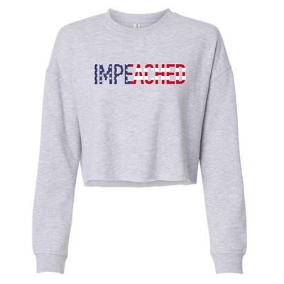 Impeached Patriotic Merica Flag Against Donald Trump Usa Funny Gift Cropped Pullover Crew