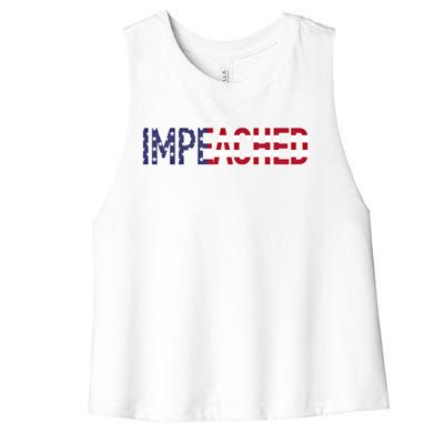 Impeached Patriotic Merica Flag Against Donald Trump Usa Funny Gift Women's Racerback Cropped Tank