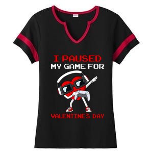 I Paused My Game For Valentines Day Heart Ladies Halftime Notch Neck Tee