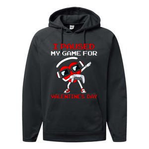 I Paused My Game For Valentines Day Heart Performance Fleece Hoodie