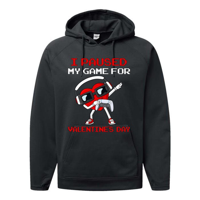 I Paused My Game For Valentines Day Heart Performance Fleece Hoodie