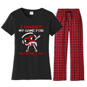 I Paused My Game For Valentines Day Heart Women's Flannel Pajama Set