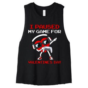 I Paused My Game For Valentines Day Heart Women's Racerback Cropped Tank