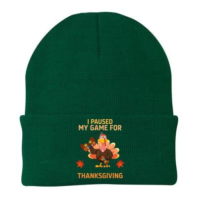 I Paused My Game For Thanksgiving Gamer Turkey Knit Cap Winter Beanie