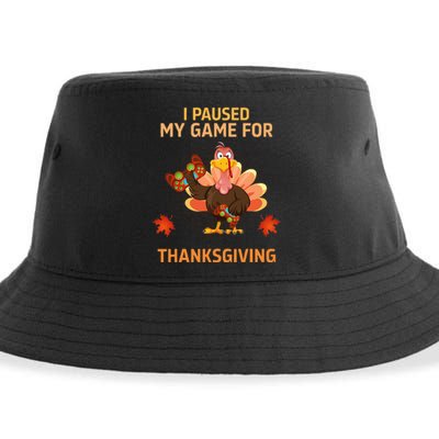 I Paused My Game For Thanksgiving Gamer Turkey Sustainable Bucket Hat