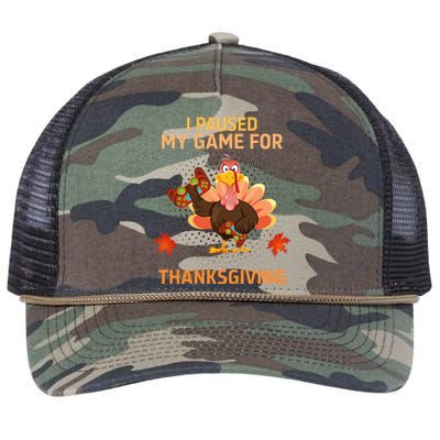 I Paused My Game For Thanksgiving Gamer Turkey Retro Rope Trucker Hat Cap