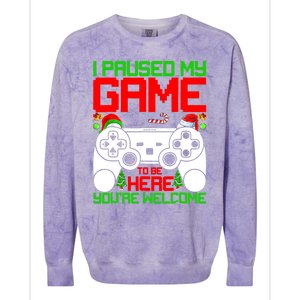 I Paused My Game To Be Here Video Gamer Gaming Christmas Funny Gift Colorblast Crewneck Sweatshirt