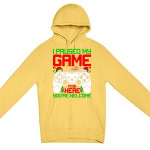 I Paused My Game To Be Here Video Gamer Gaming Christmas Funny Gift Premium Pullover Hoodie