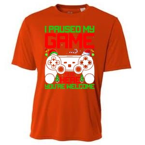 I Paused My Game To Be Here Video Gamer Gaming Christmas Funny Gift Cooling Performance Crew T-Shirt