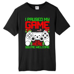 I Paused My Game To Be Here Video Gamer Gaming Christmas Funny Gift Tall Fusion ChromaSoft Performance T-Shirt