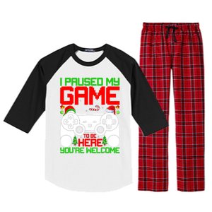 I Paused My Game To Be Here Video Gamer Gaming Christmas Funny Gift Raglan Sleeve Pajama Set