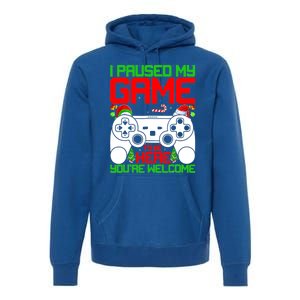 I Paused My Game To Be Here Video Gamer Gaming Christmas Funny Gift Premium Hoodie