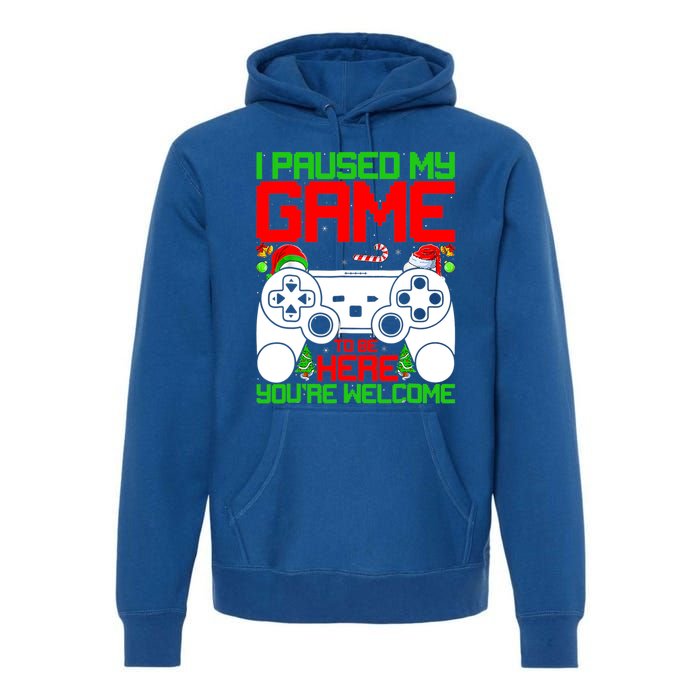 I Paused My Game To Be Here Video Gamer Gaming Christmas Funny Gift Premium Hoodie