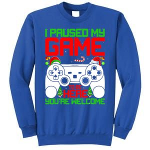 I Paused My Game To Be Here Video Gamer Gaming Christmas Funny Gift Tall Sweatshirt