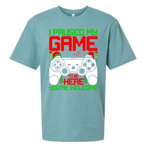 I Paused My Game To Be Here Video Gamer Gaming Christmas Funny Gift Sueded Cloud Jersey T-Shirt