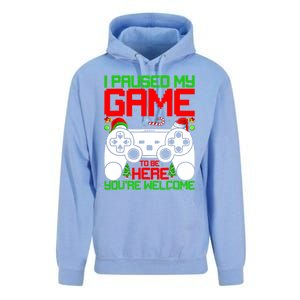 I Paused My Game To Be Here Video Gamer Gaming Christmas Funny Gift Unisex Surf Hoodie