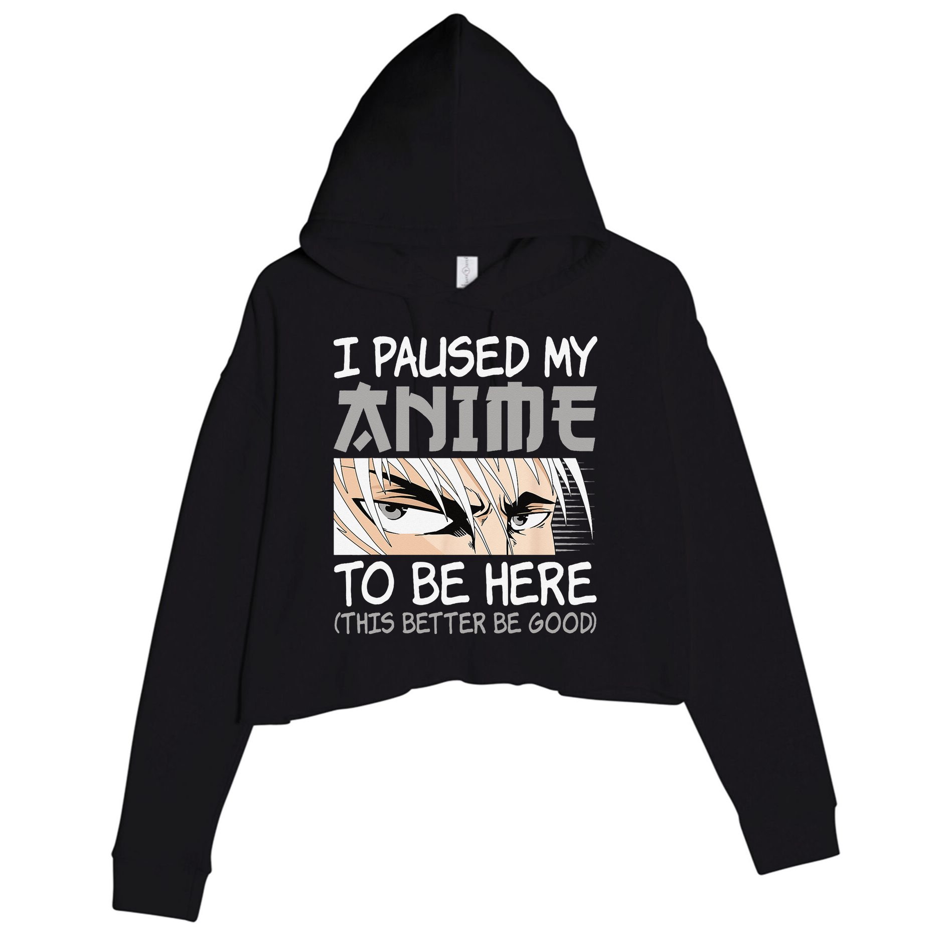 I Paused My Anime To Be Here Funny Japanese Otaku Manga Crop Fleece Hoodie