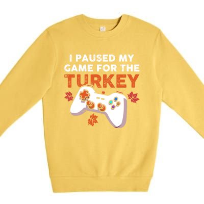 I Paused My Game For The Turkey Thanksgiving Video Game Fan Funny Gift Premium Crewneck Sweatshirt