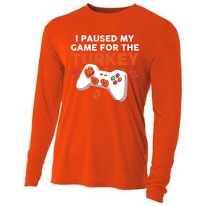 I Paused My Game For The Turkey Thanksgiving Video Game Fan Funny Gift Cooling Performance Long Sleeve Crew