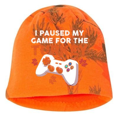 I Paused My Game For The Turkey Thanksgiving Video Game Fan Funny Gift Kati - Camo Knit Beanie